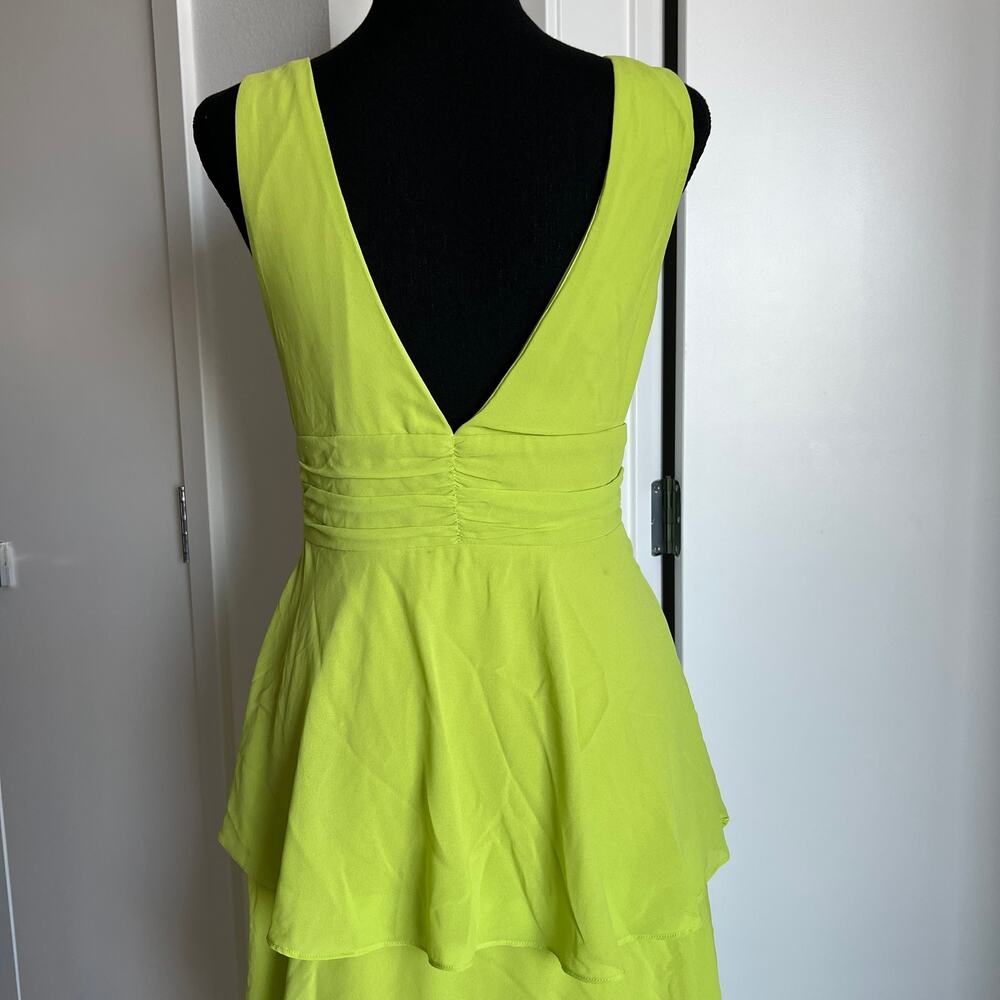 Lulu's Maxi Dress Small Celebration Time Sleeveless Tiered Midi Lime Green FLAW - Picture 10 of 16